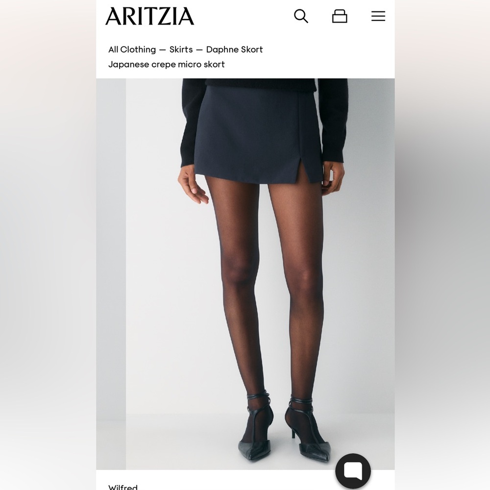 Aritzia Navy Daphne Mini Skort